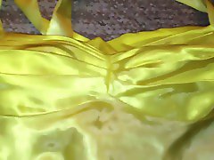 Yellow &amp; White Ombre Satin Homecoming Dress 2