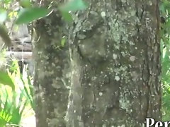 Gun shooting amateur girl fucked outdoor in the woods