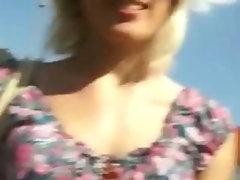 Small tits blonde amateur takes money and reamed in public