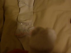 cumming hard on daugthers lace socks