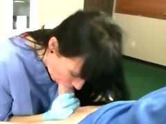 Nurse milf is sucking her patients cock and loves it