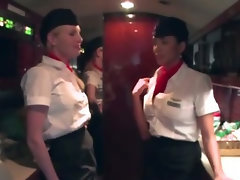Stewardesses give customer a tugjob