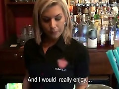 Hot barmaid gets laid in public