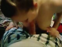 Busty babe loves deep throat fucking this big hard thirsty cock