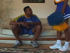 Ebony cheerleaders drilled by an another black hard dick in nail