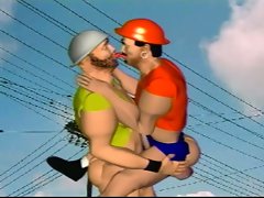 Animated gay fun as builders interratical go head-to-head and dick