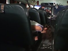 Brunette teen gets fucked in the schoolbus