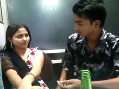 Indian lovers kissing n Boobs squeeszing front of friends