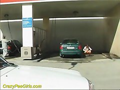Pissing at a public car wash